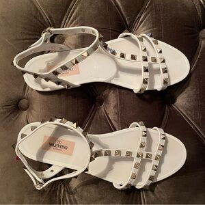 Valentino White Studded Sandals